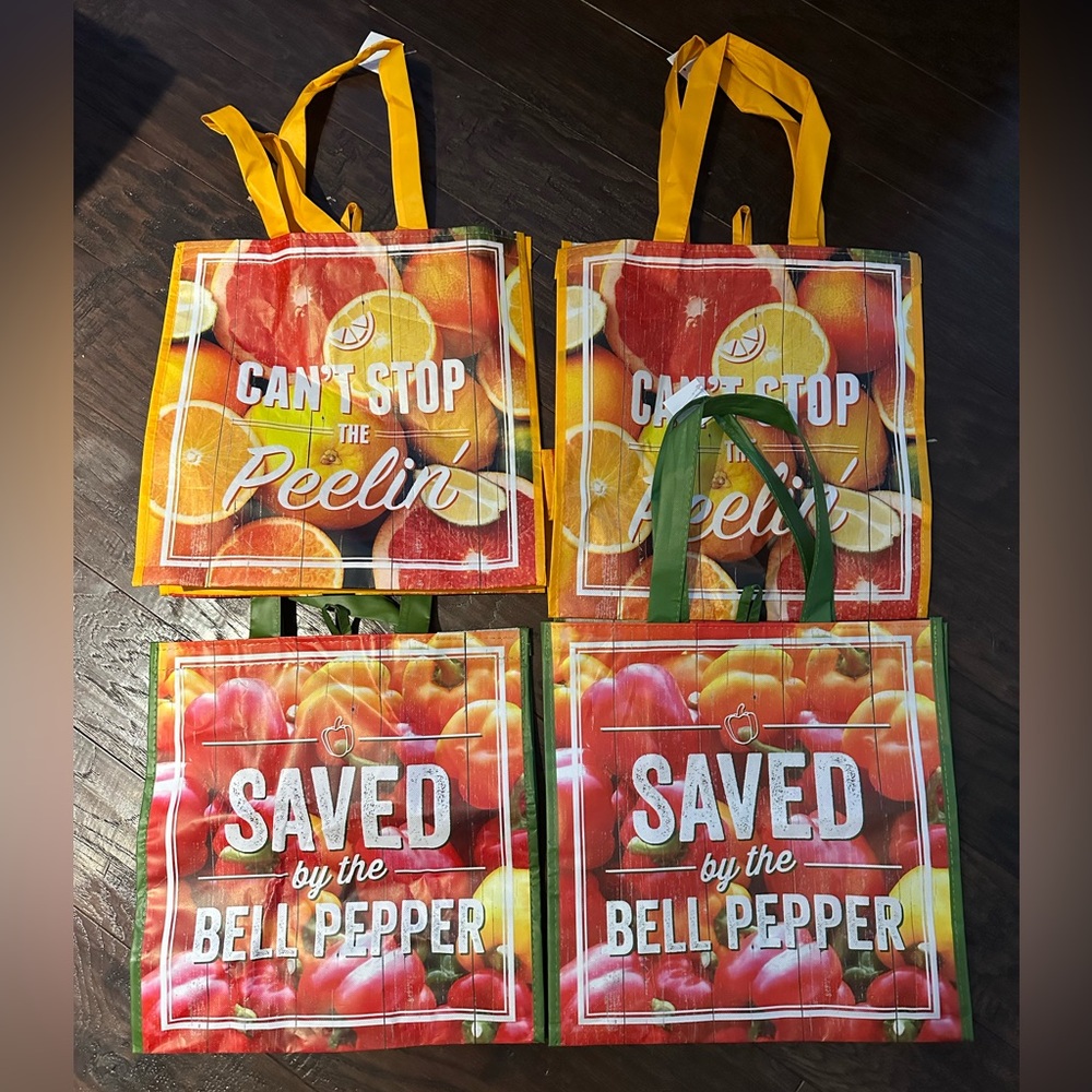 Colorful Reusable Grocery Tote Bags Set of 4
